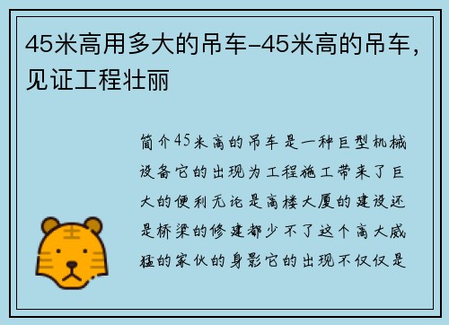 45米高用多大的吊车-45米高的吊车，见证工程壮丽
